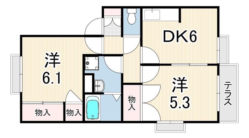 プレミール真野(2DK/1階)の間取り写真