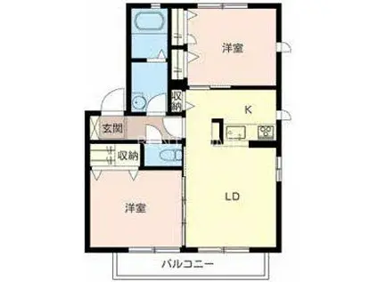 シャーメゾン小山(2LDK/2階)の間取り写真