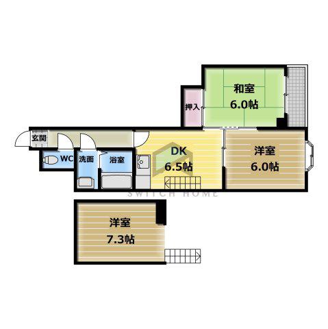 ゴールドマンションII(2DK/7階)の間取り写真