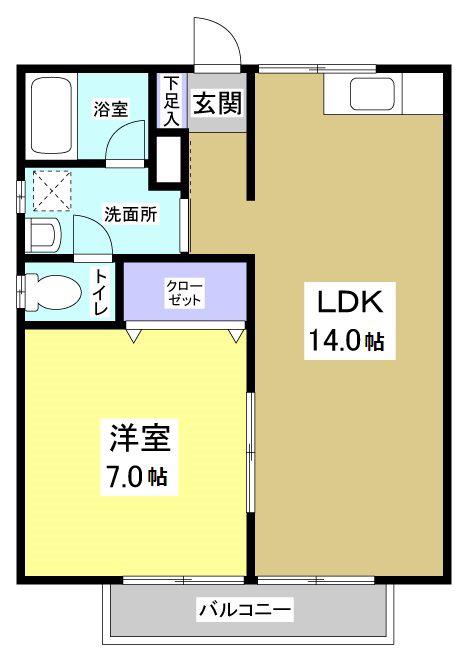 エマノンハイツI(1LDK/2階)の間取り写真