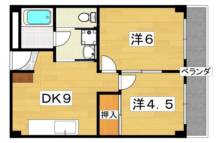 清水谷コーポ(2DK/2階)の間取り写真