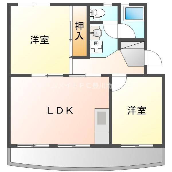 境田マンション(2LDK/3階)の間取り写真
