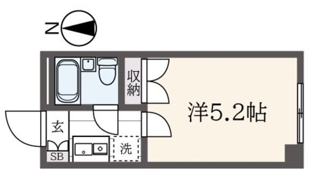 グローリアス横浜(1K/2階)の間取り写真