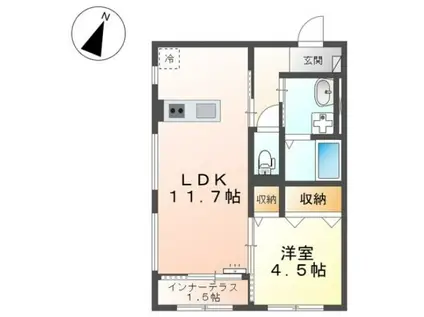 ハウルノア(1LDK/1階)の間取り写真
