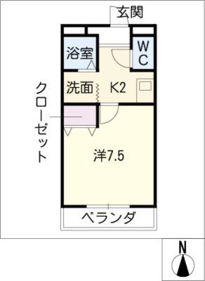 ドエルYS(1K/2階)の間取り写真