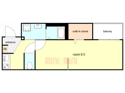ダイショウハイツ明石(1K/1階)の間取り写真
