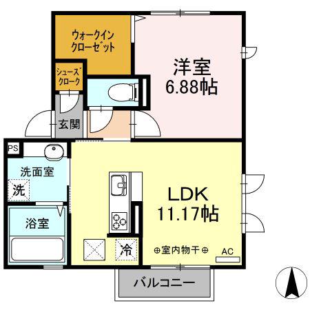 シャルムメゾンA棟(1LDK/1階)の間取り写真