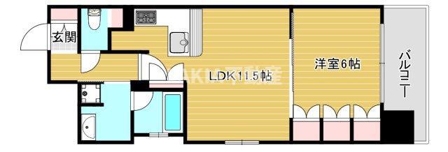 リーガル西長堀II(1LDK/13階)の間取り写真