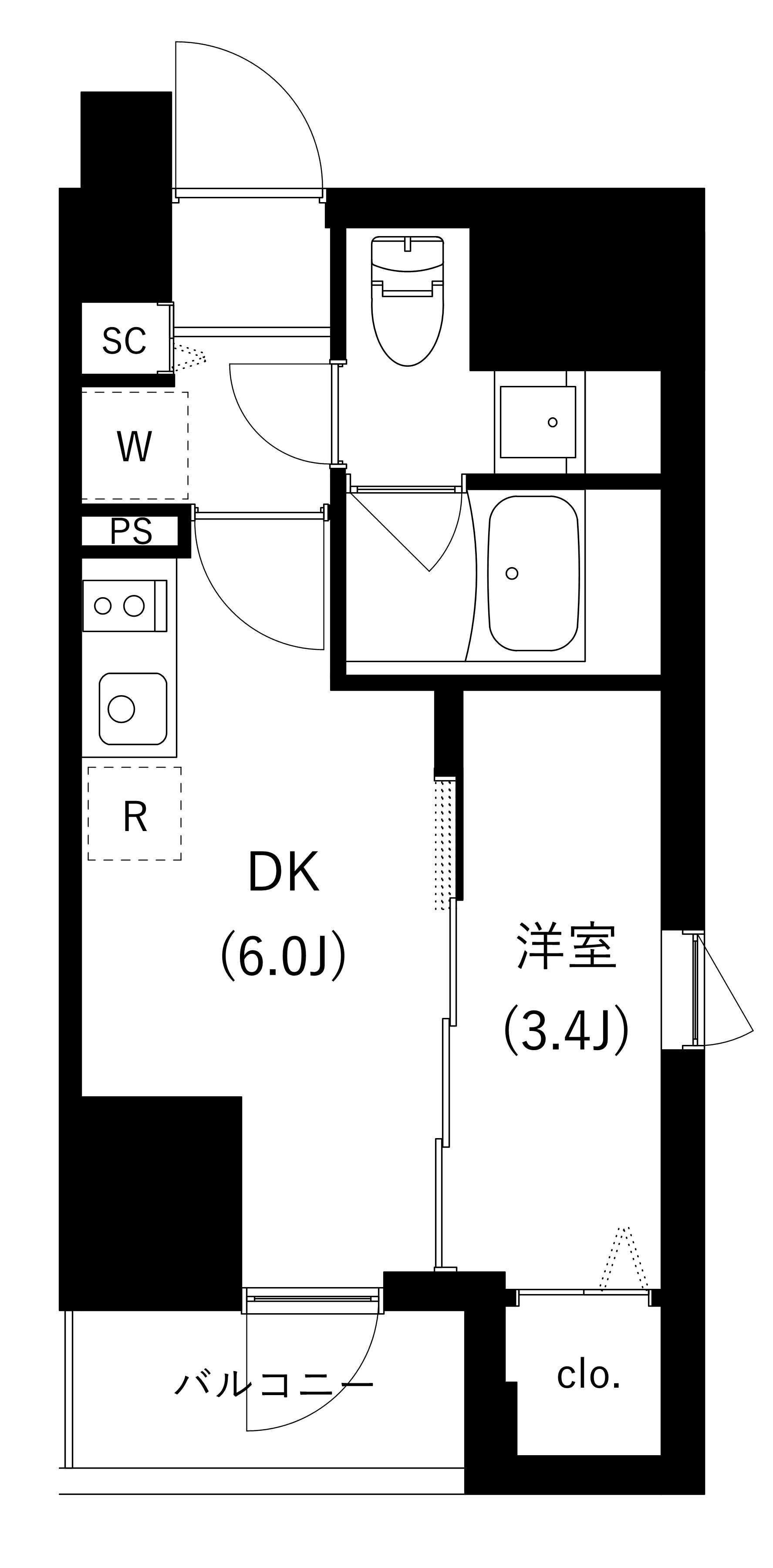 WHARF駒込(1DK/7階)の間取り写真