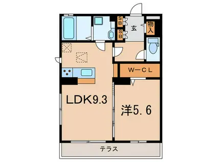 D-ROOM高羽(1LDK/1階)の間取り写真