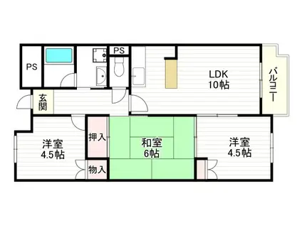 ヒルトップハウス(3LDK/3階)の間取り写真