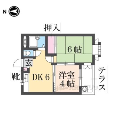 シティパレス三条大宮P2(2DK/1階)の間取り写真