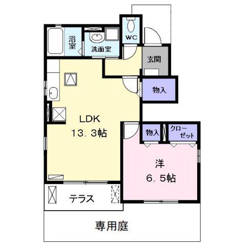 近鉄名古屋線 伏屋駅 徒歩17分 2階建 築14年(1LDK/1階)の間取り写真