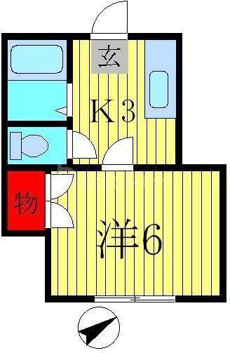 南柏オカモトコーポ(1K/2階)の間取り写真