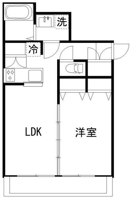カルディア中央(1LDK/3階)の間取り写真
