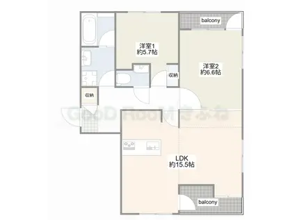 恵比寿ステラヒル(2LDK/3階)の間取り写真