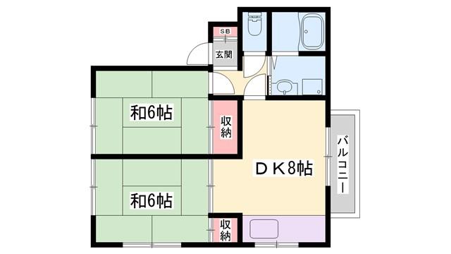 ヴァンベール土山(2DK/2階)の間取り写真