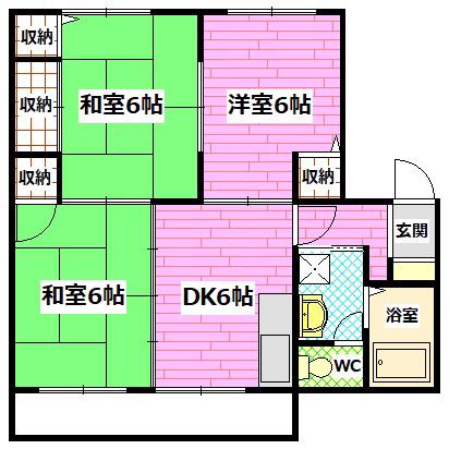 ディアスS(3DK/2階)の間取り写真