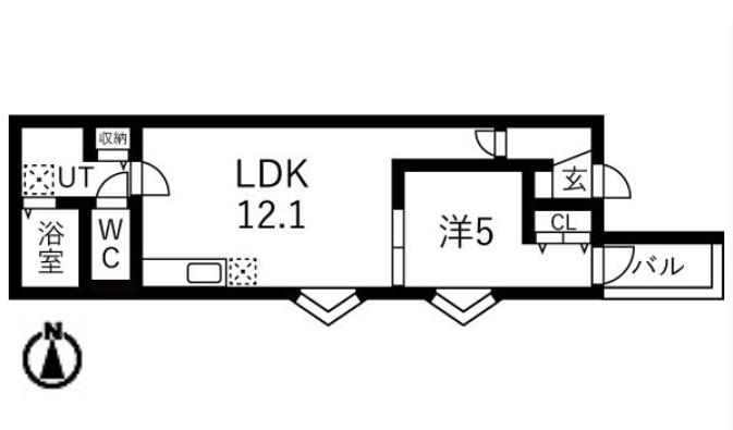 BC生駒B(1LDK/2階)の間取り写真