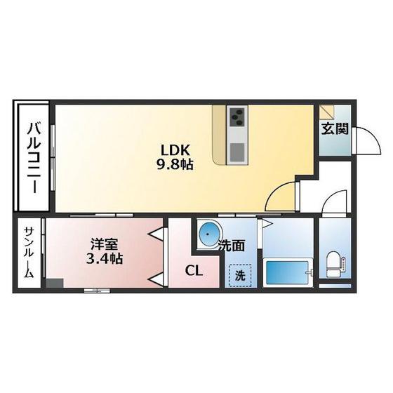 I-VITA SHIMOAKAE SUD(1LDK/1階)の間取り写真