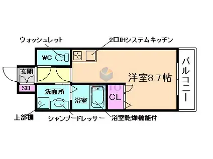 アクアラフォレ豊中(1K/3階)の間取り写真