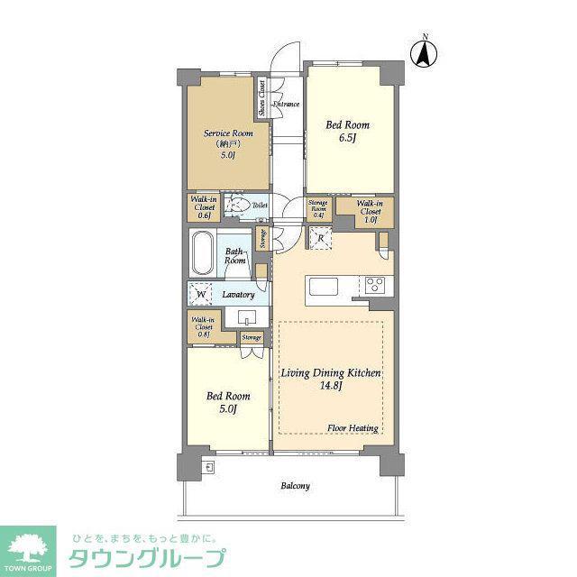 ドゥーエ町屋(2SLDK/6階)の間取り写真