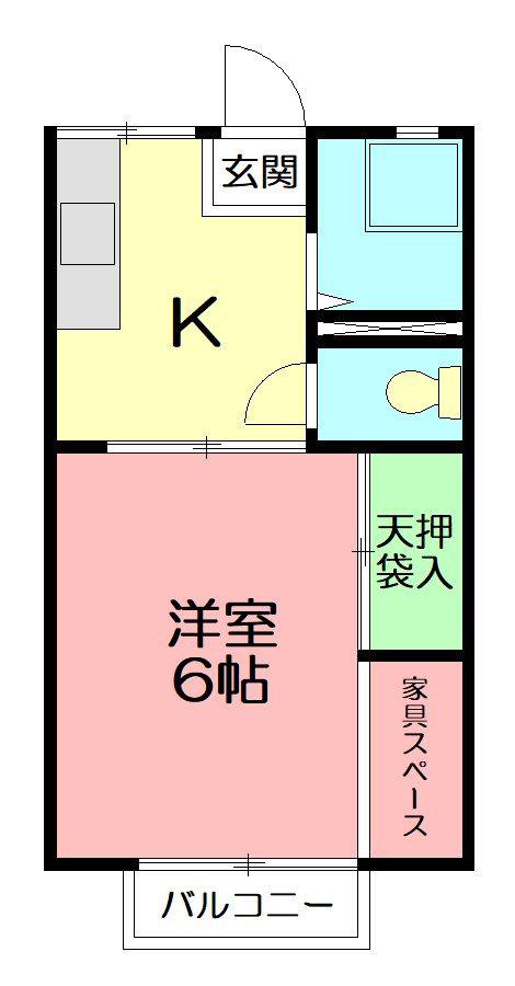 山王ハイツA(1K/2階)の間取り写真
