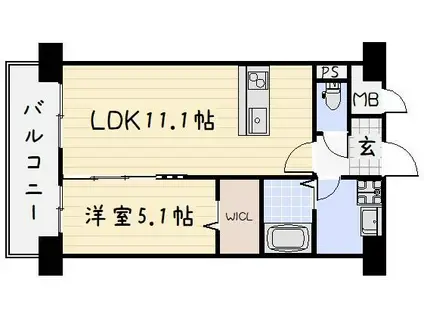 リオ ラクーコ(1LDK/10階)の間取り写真
