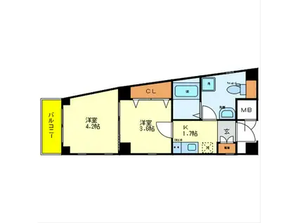 ONLY ONE 伊丹南本町(2K/2階)の間取り写真