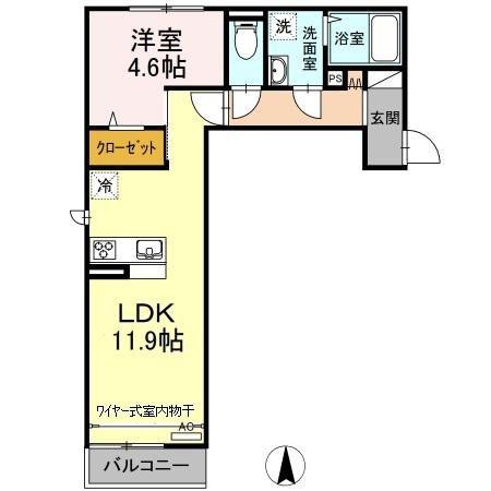 LUMIUS兵庫(1LDK/2階)の間取り写真