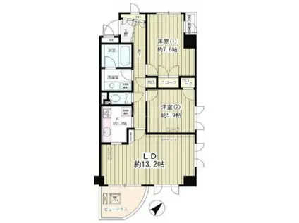 ラピュタ(2LDK/1階)の間取り写真