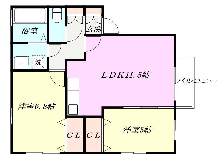 マナーズエム(2LDK/1階)の間取り写真