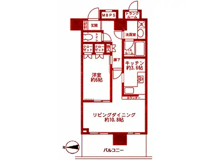 クリオレジダンスタワー横濱鶴ヶ峰(1LDK/13階)の間取り写真