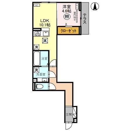 Dアヴァンス高富A棟(1LDK/1階)の間取り写真