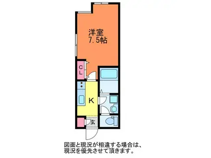 キーウエスト万代(1K/2階)の間取り写真