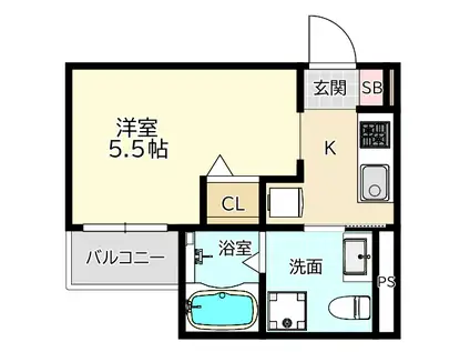 SPRINGCOASTIII(1K/2階)の間取り写真