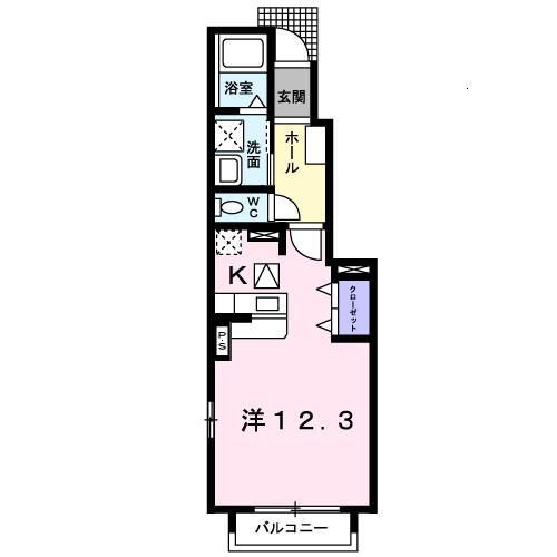 ヴァンベール A(ワンルーム/1階)の間取り写真