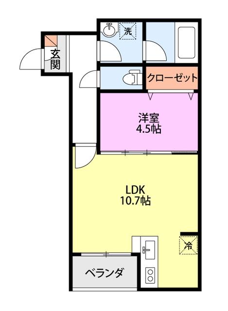 COMMON北葉町(1LDK/1階)の間取り写真