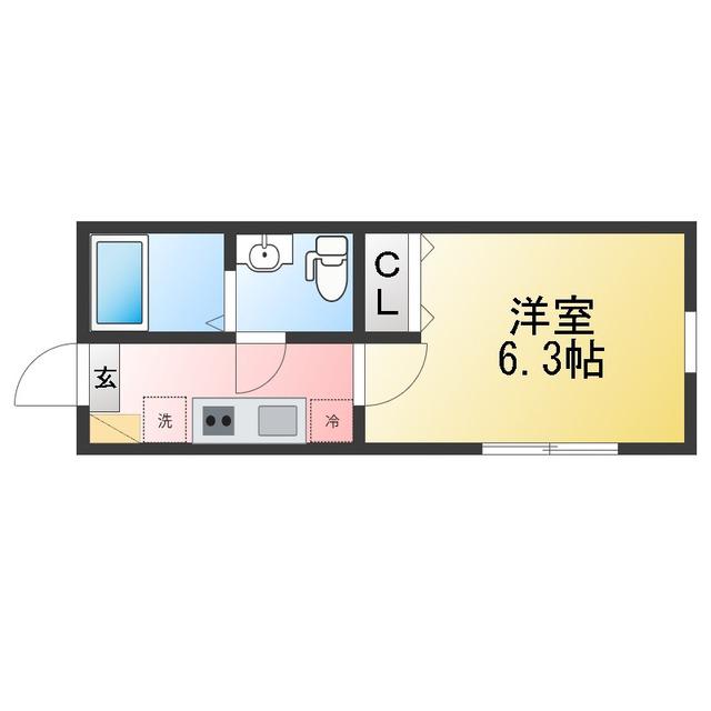 富岡西4丁目アパート(1K/2階)の間取り写真