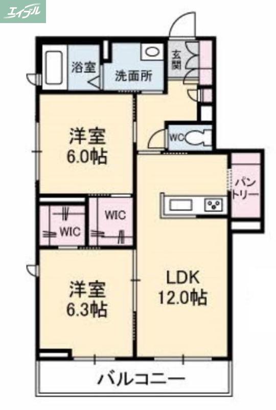 グレースセゾン 樹(2LDK/2階)の間取り写真