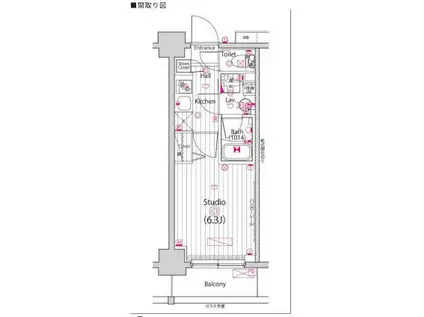 グランドガーラ横浜(1K/7階)の間取り写真