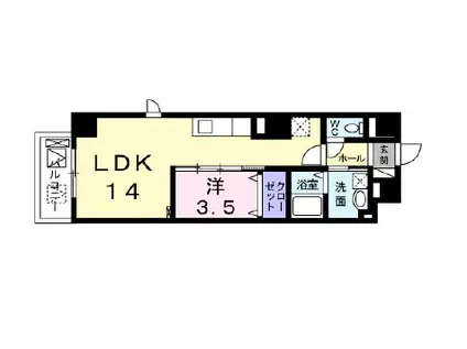 グーラテース U.H.Y(1LDK/4階)の間取り写真