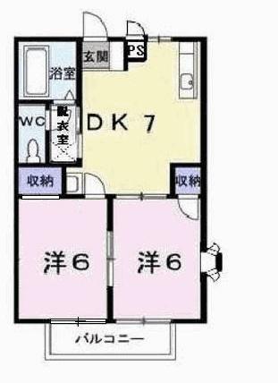 サンビレッジ北野(2DK/2階)の間取り写真