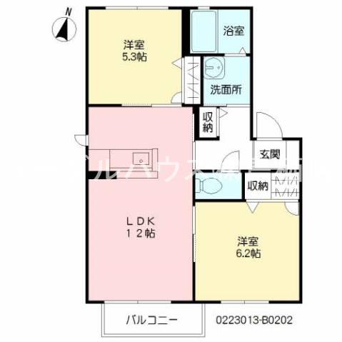ピュアメゾン田代 B棟(2LDK/2階)の間取り写真