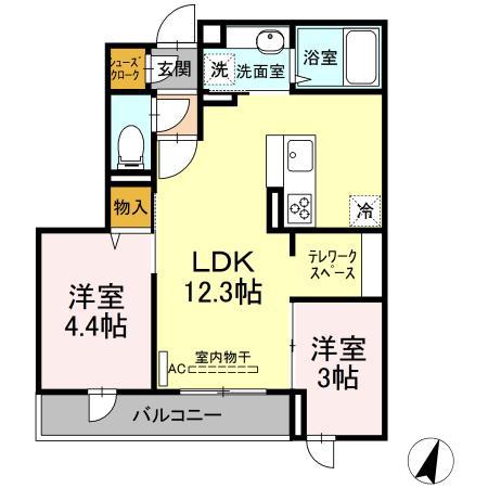 ステラ美光(2LDK/2階)の間取り写真
