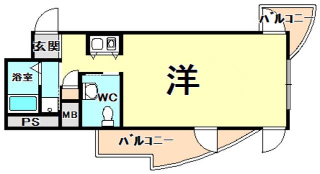 インターフェルティR2甲子園(1K/9階)の間取り写真