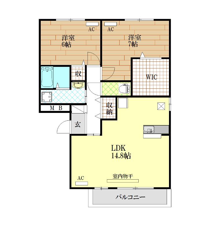 セレーノ弐番館(2LDK/1階)の間取り写真