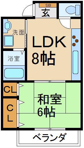 石塚ハイツ(1LDK/2階)の間取り写真