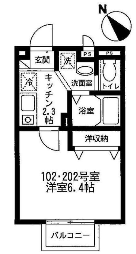 ラ・フルール F(1K/1階)の間取り写真
