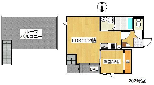 GRANDTIC PRESTON西新南(1LDK/2階)の間取り写真